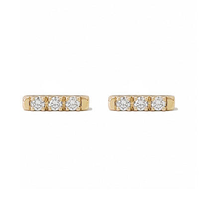 14K Gold XS Pavé Diamond Bar Stud Earrings