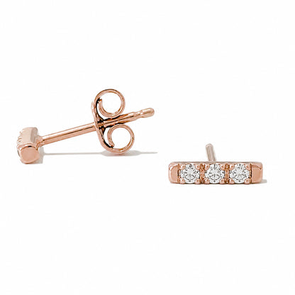 14K Gold XS Pavé Diamond Bar Stud Earrings