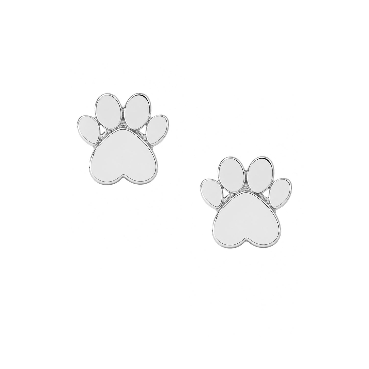14K Gold Paw Print Stud Earrings