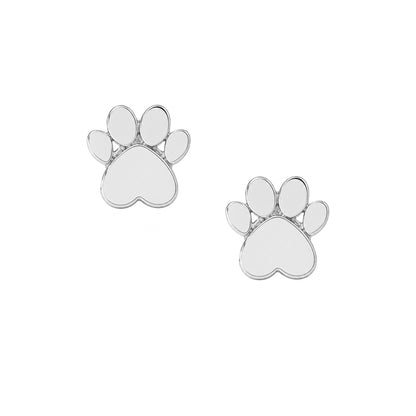 14K Gold Paw Print Stud Earrings