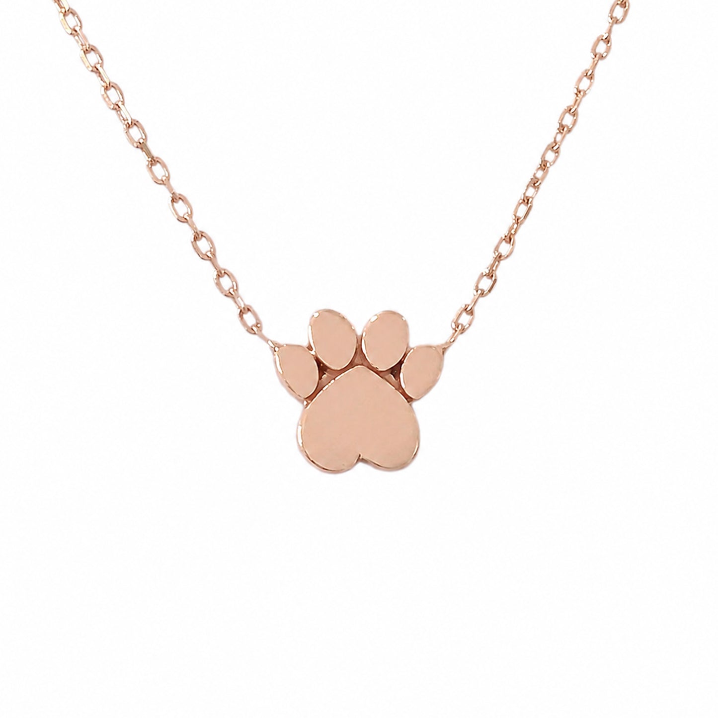 14K Gold Paw Print Charm Pendant Necklace ~ Small Size