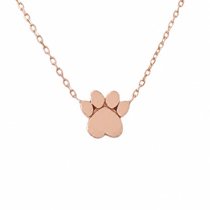 14K Gold Paw Print Charm Pendant Necklace ~ Small Size