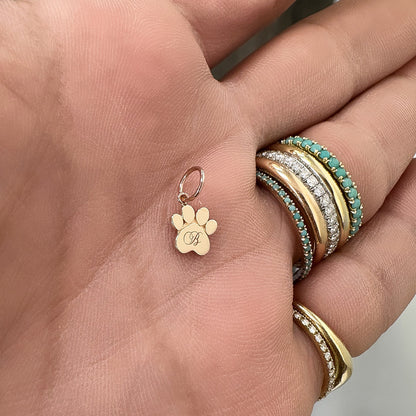 14K Gold Paw Print Charm Pendant Necklace ~ Small Size