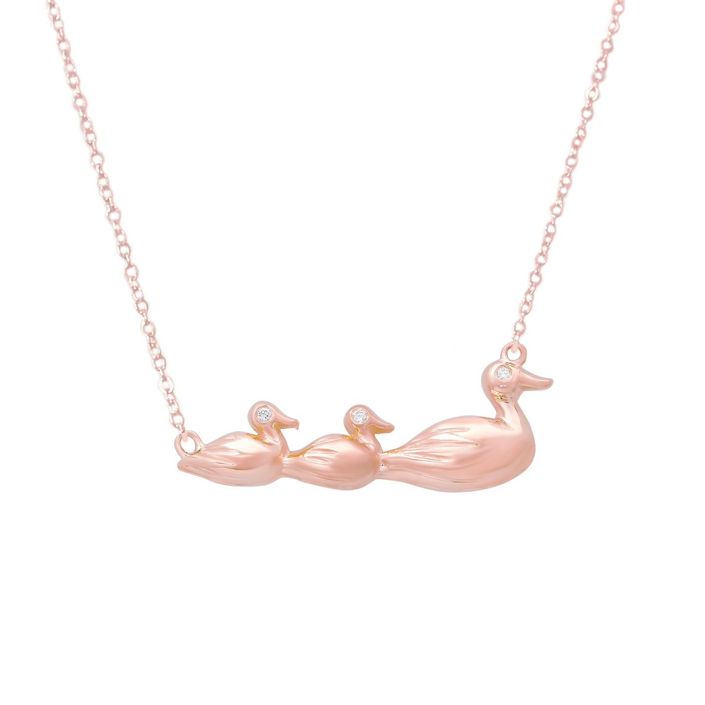 14K Gold Diamond Ducks In a Row Necklace