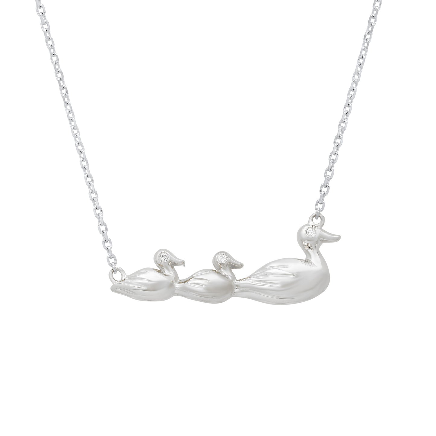 14K Gold Diamond Ducks In a Row Necklace
