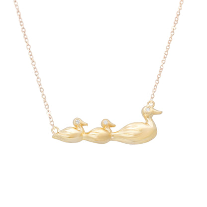 14K Gold Diamond Ducks In a Row Necklace