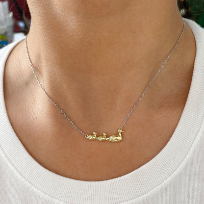 14K Gold Diamond Ducks In a Row Necklace