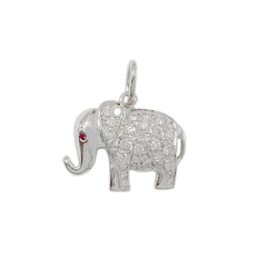 14K Gold Pavé Diamond Lucky Elephant Charm Pendant