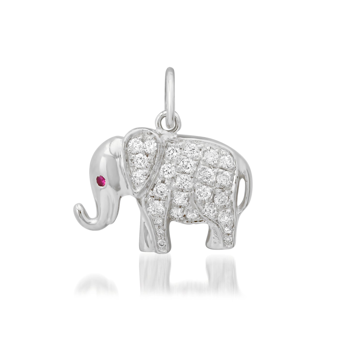 14K Gold Pavé Diamond Lucky Elephant Charm Pendant