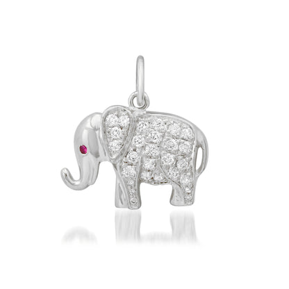 14K Gold Pavé Diamond Lucky Elephant Charm Pendant