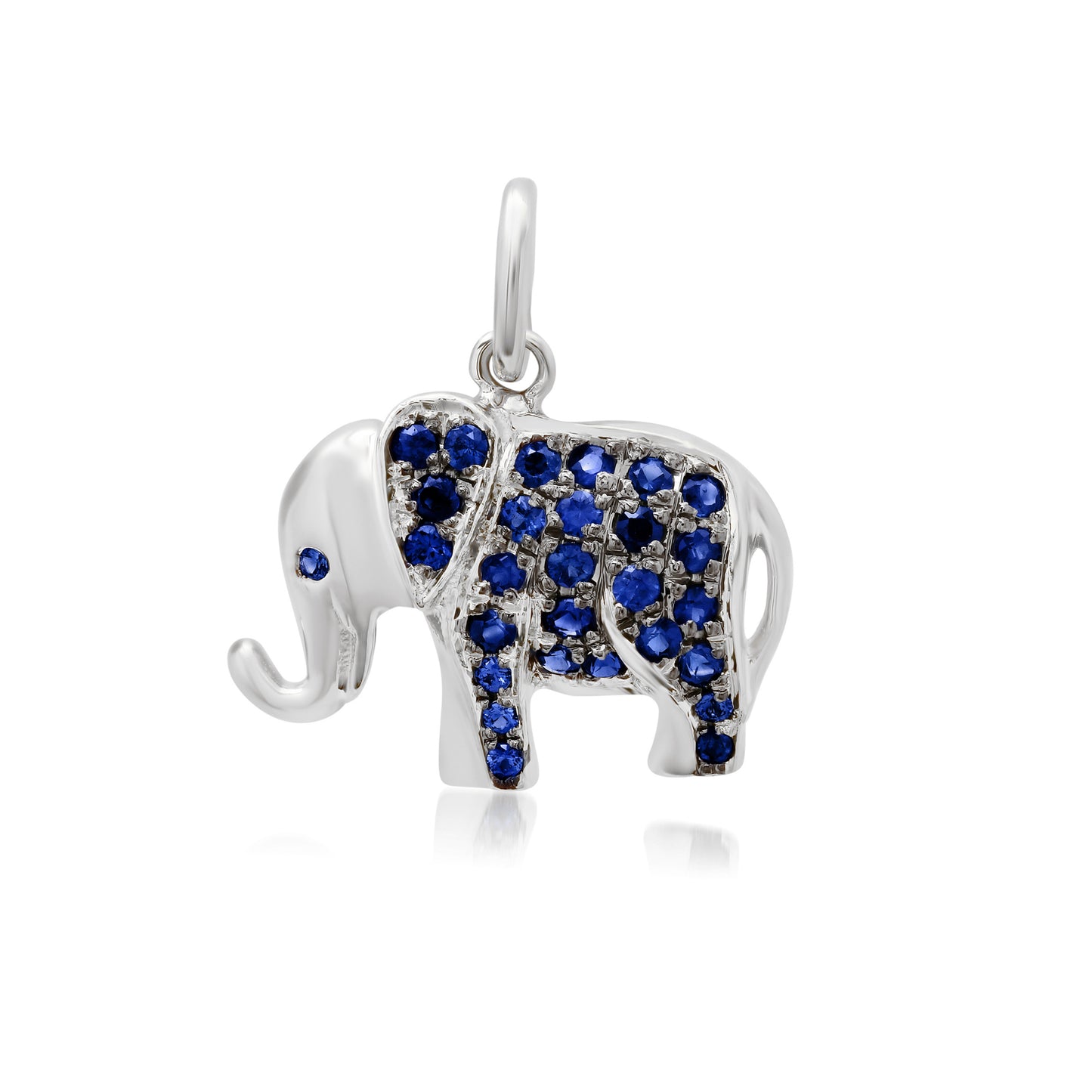 14K Gold Pavé Sapphire Lucky Elephant Charm Pendant