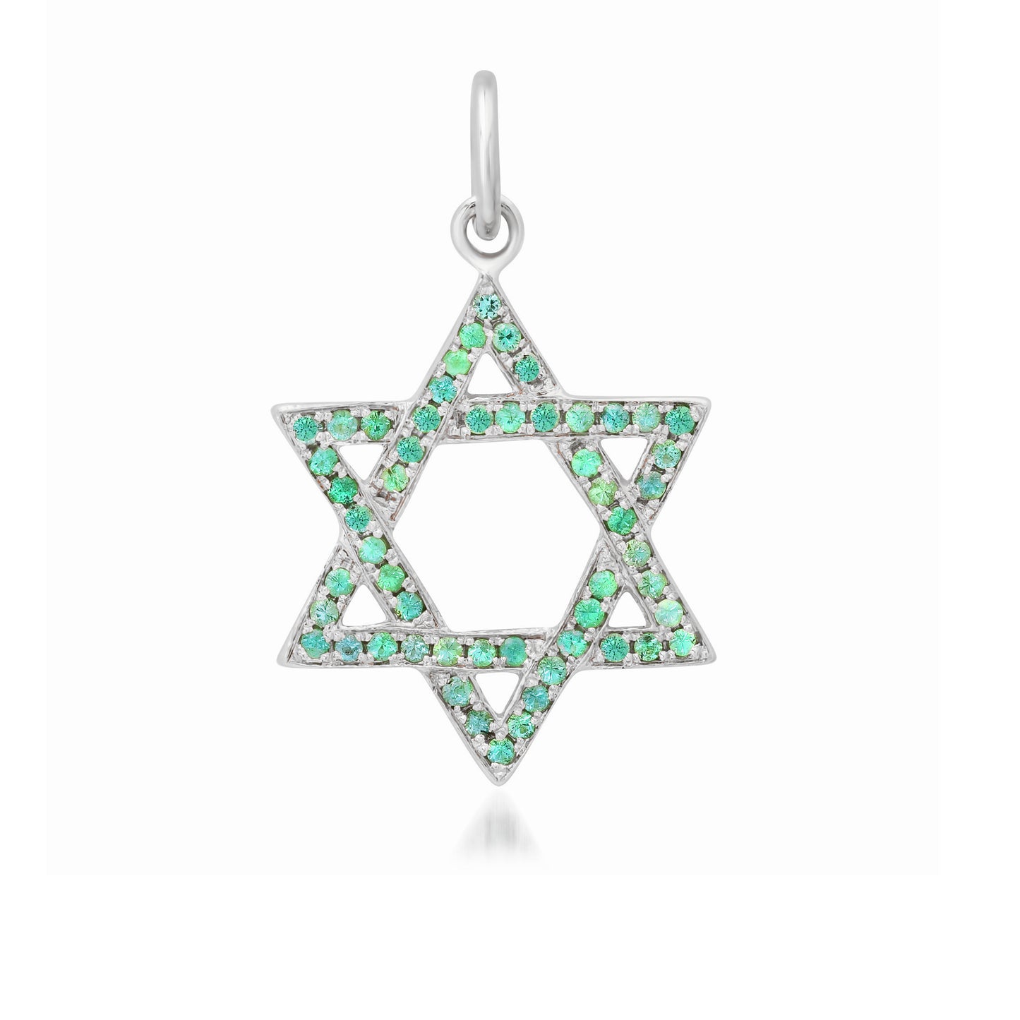 14K Gold Emerald Star of David Charm Pendant, Medium Size