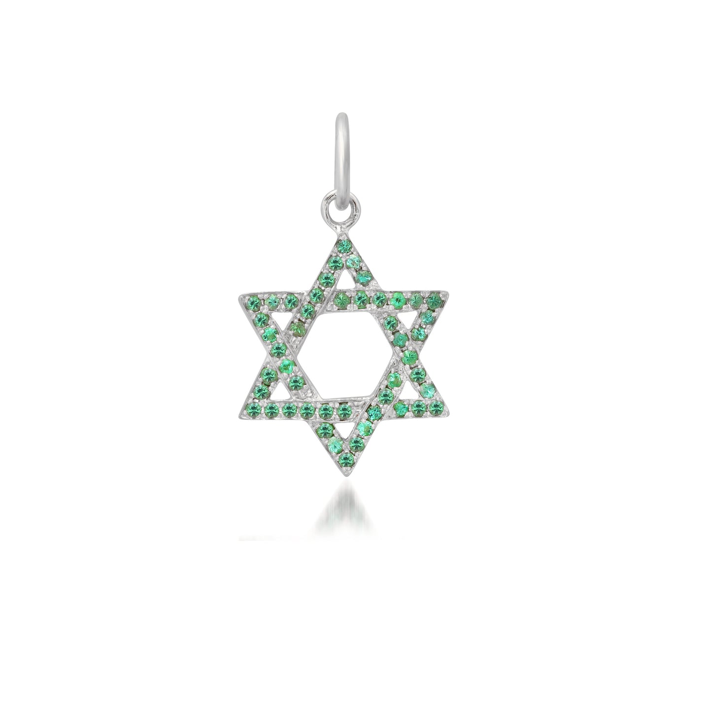 14K Gold Emerald Star of David Charm Pendant, Small Size