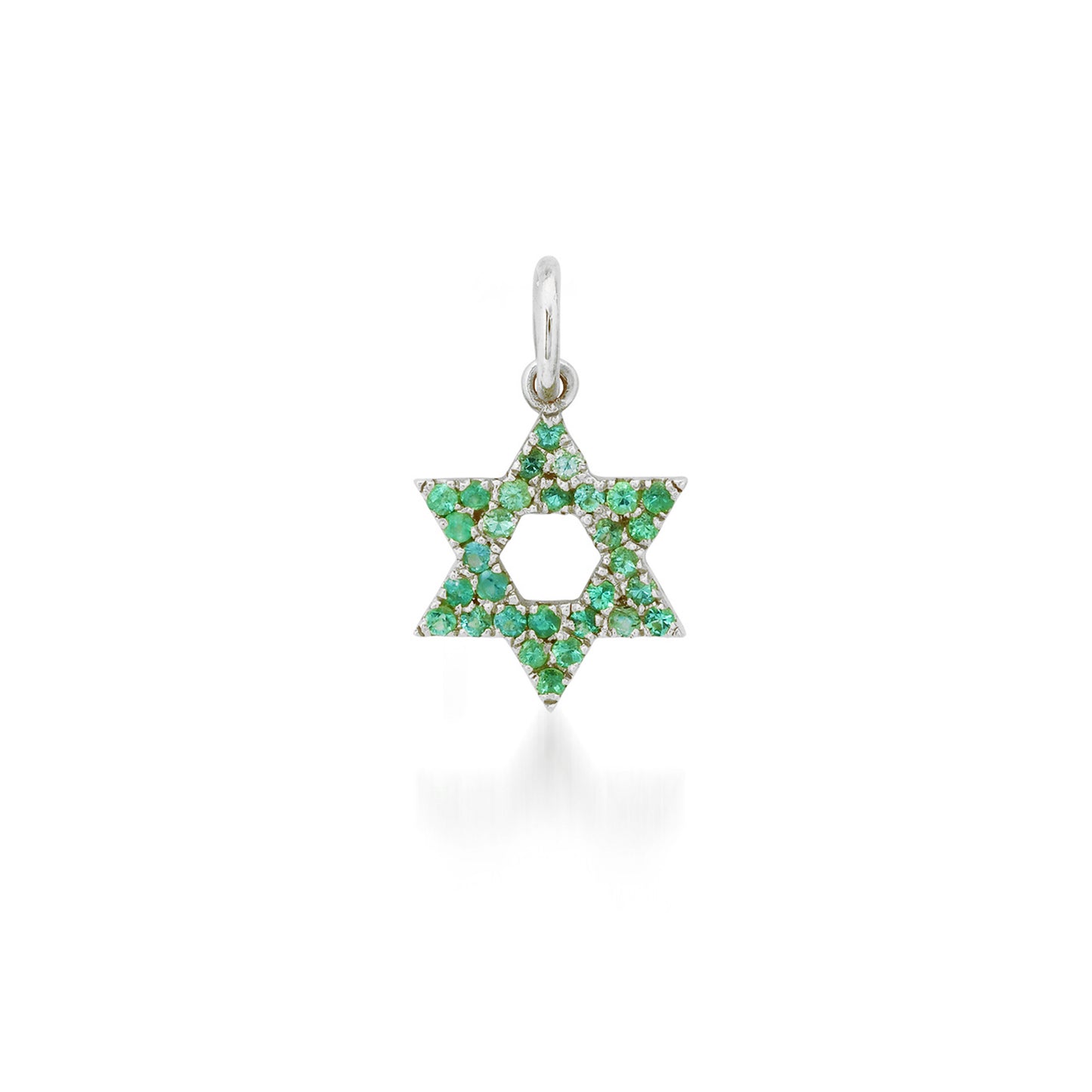 14K Gold Emerald Star of David Charm Pendant, XS Size