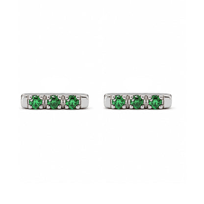 14K Gold XS Pavé Emerald Bar Stud Earrings