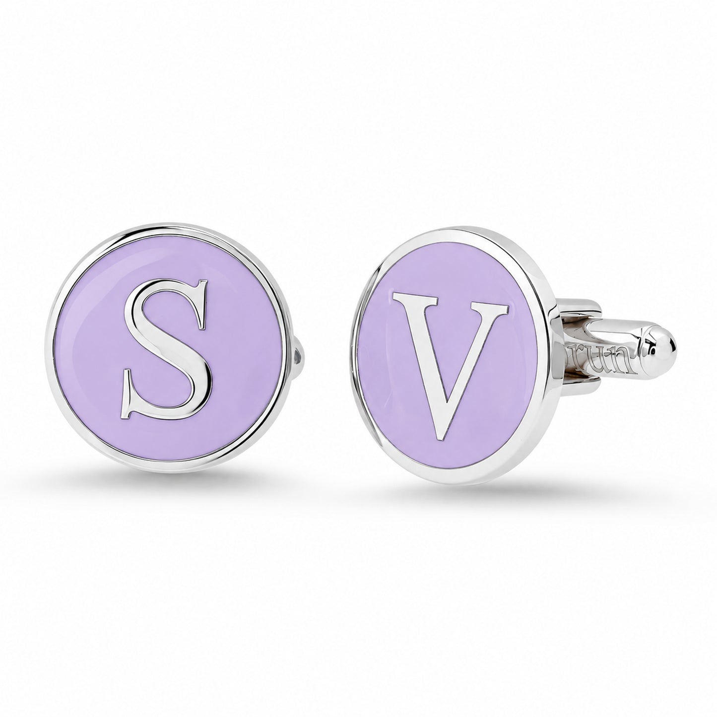 Sterling Silver Initial Letter Enamel Coin Cufflinks, Classic Font