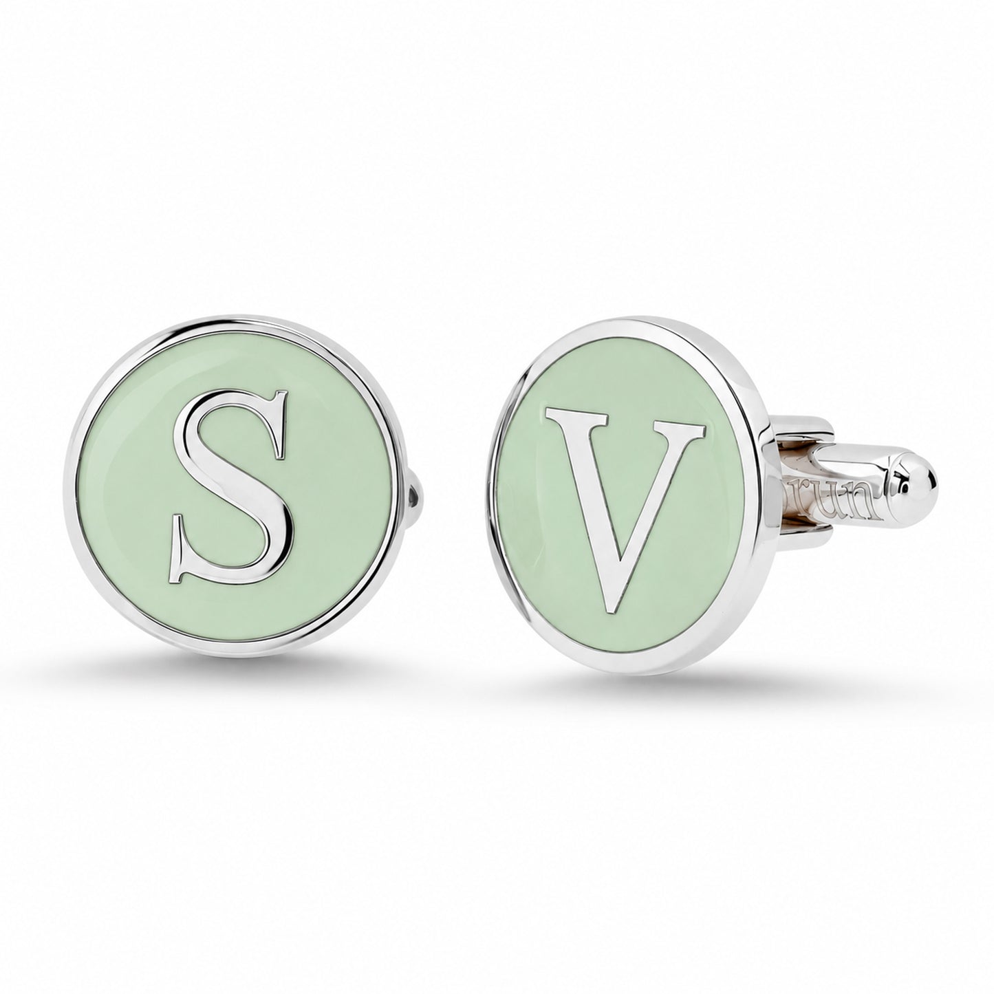 Sterling Silver Initial Letter Enamel Coin Cufflinks, Classic Font