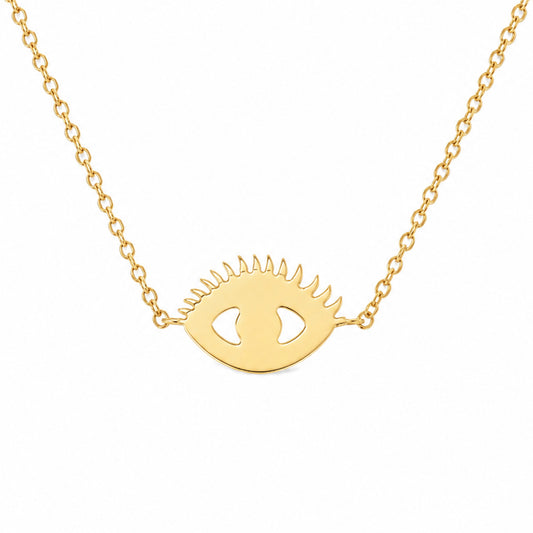 14K Gold Evil Eye with Lashes Necklace