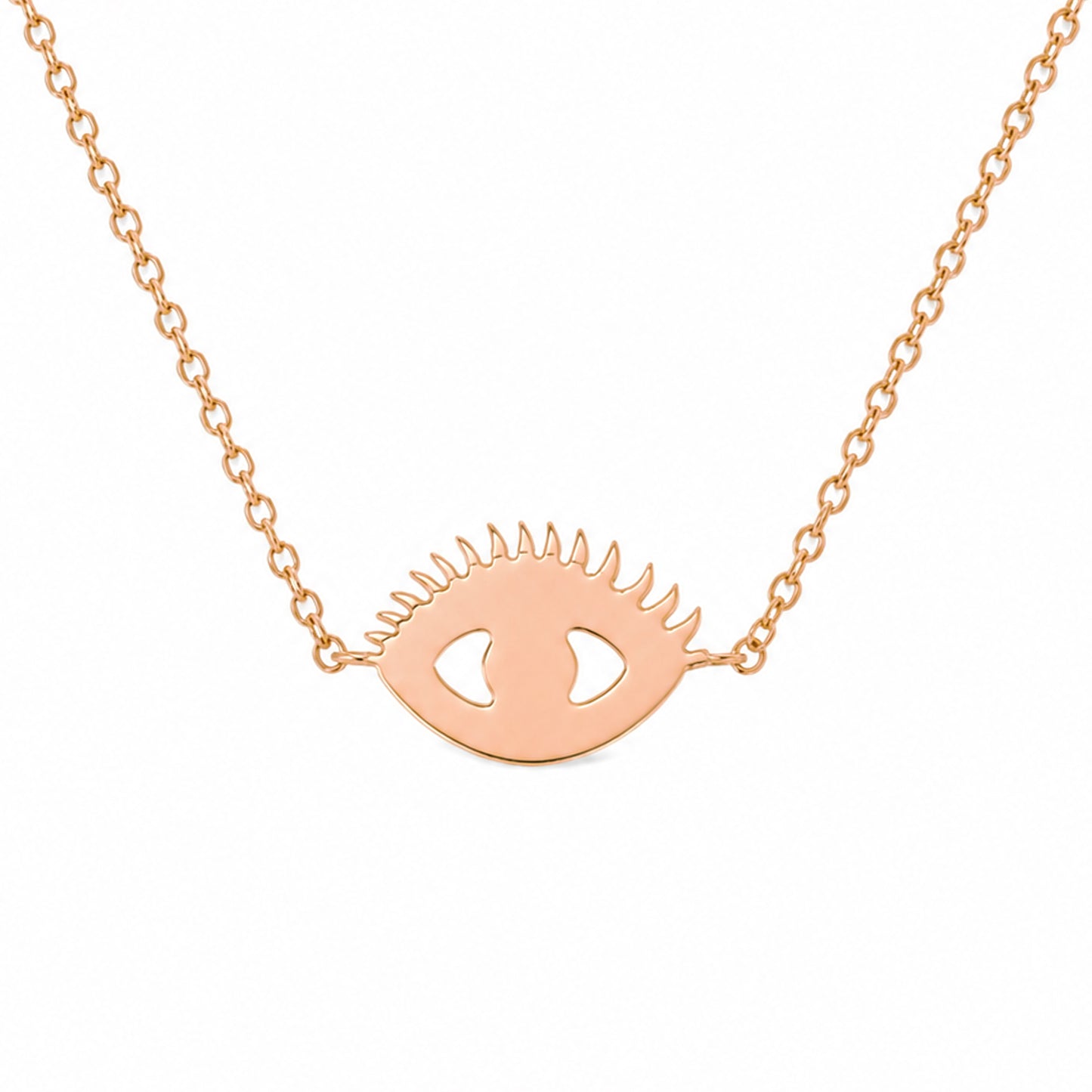 14K Gold Evil Eye with Lashes Necklace