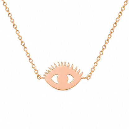 14K Gold Evil Eye with Lashes Necklace