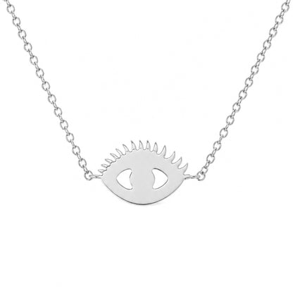 14K Gold Evil Eye with Lashes Necklace