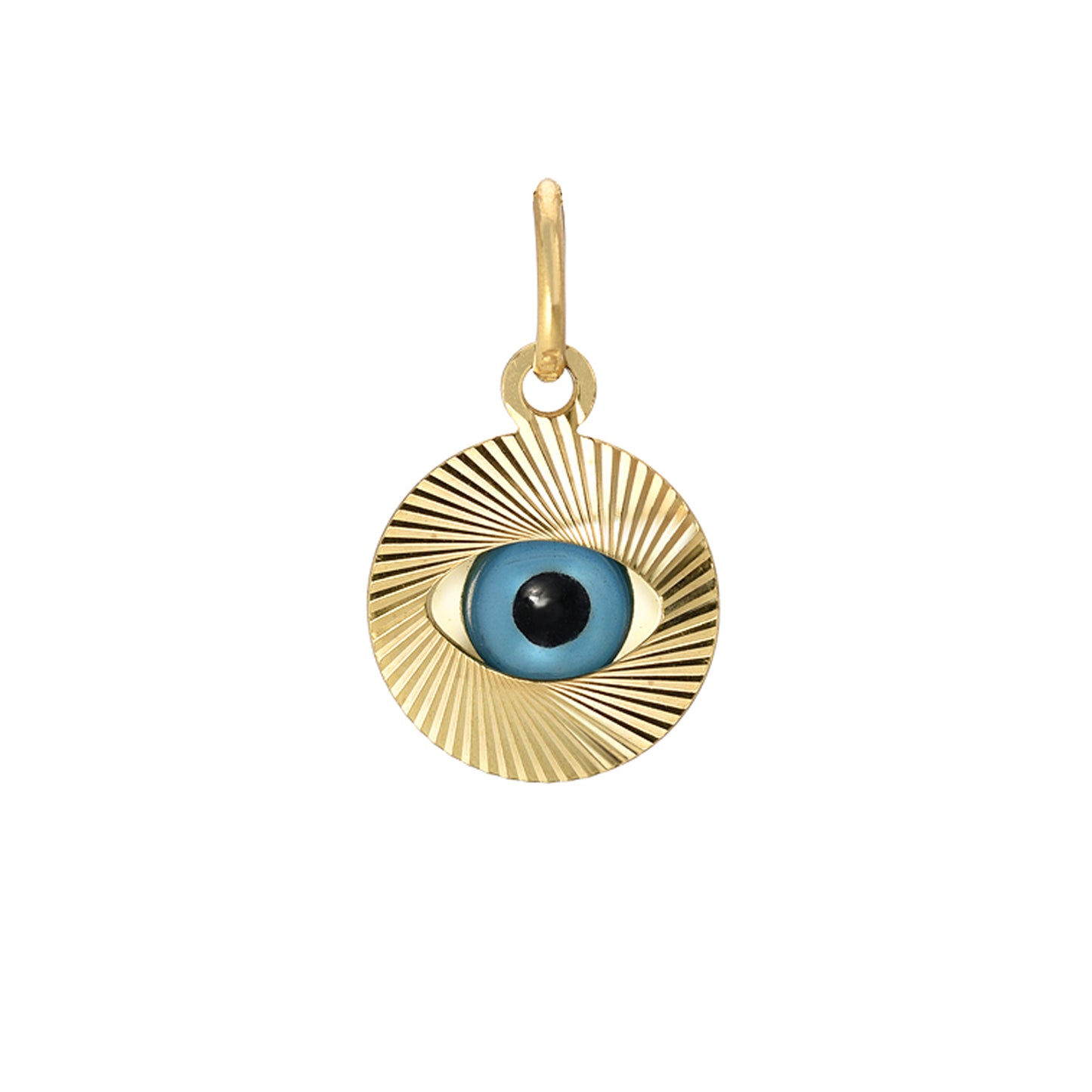 14K Gold Evil Eye Fluted Coin Necklace ~ LIMITED EDITION