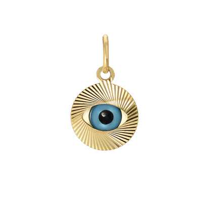 14K Gold Evil Eye Fluted Coin Necklace ~ LIMITED EDITION