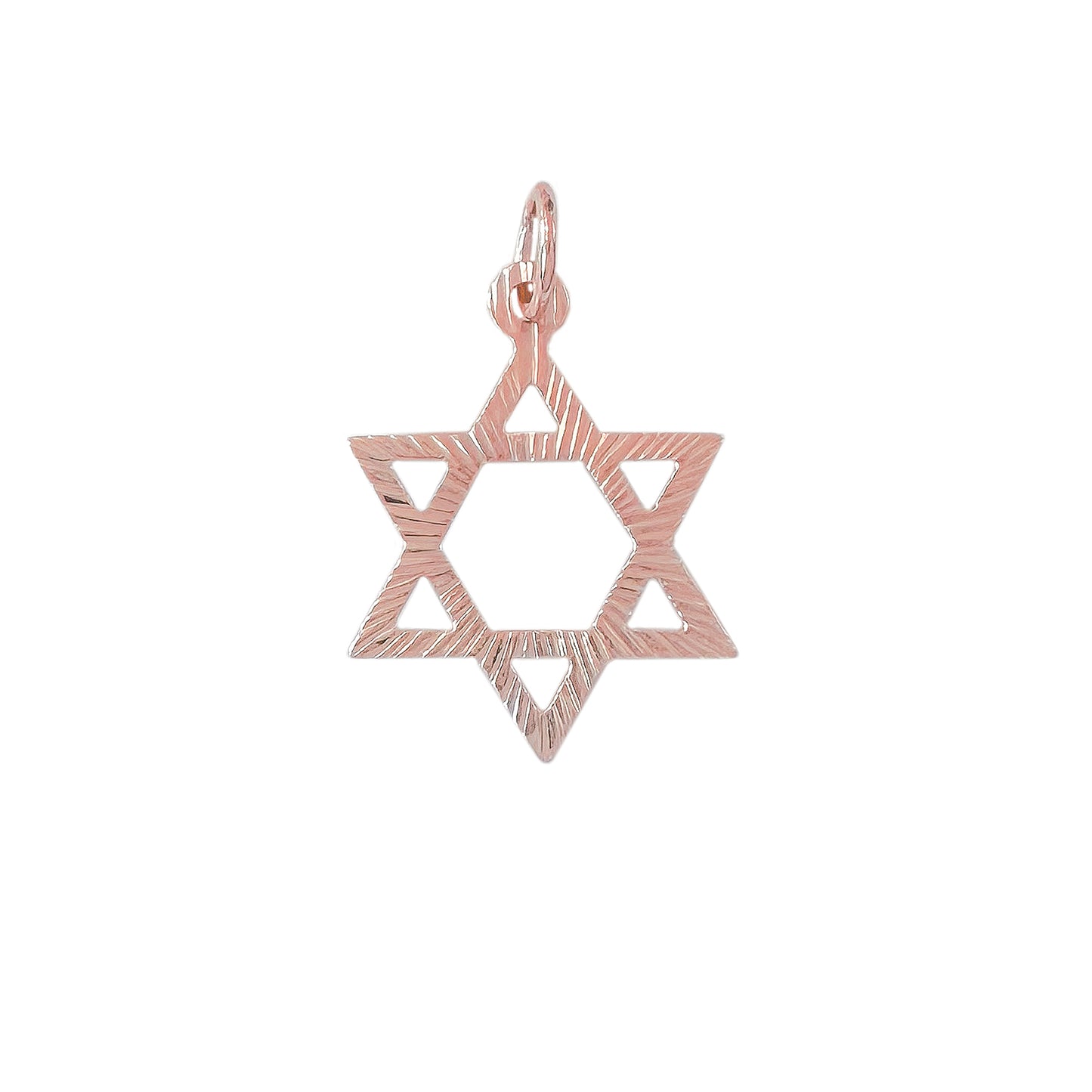 14K Gold Fluted Star of David Charm Pendant