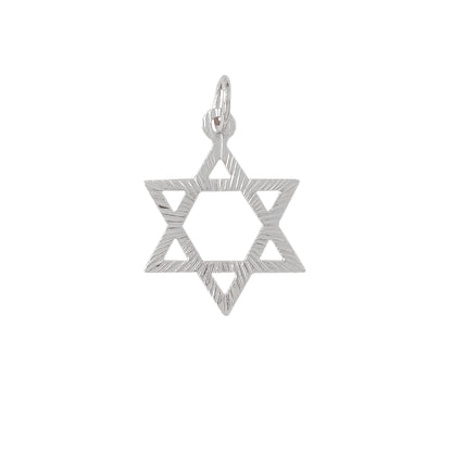 14K Gold Fluted Star of David Charm Pendant