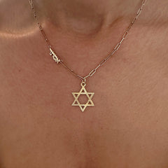 14K Gold Fluted Star of David Charm Pendant