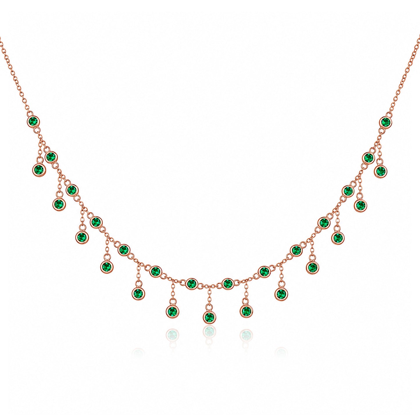 14K Gold Emerald Fringe Necklace