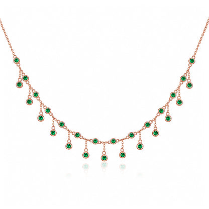 14K Gold Emerald Fringe Necklace