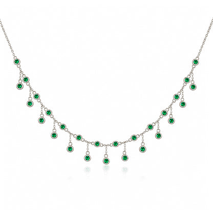 14K Gold Emerald Fringe Necklace