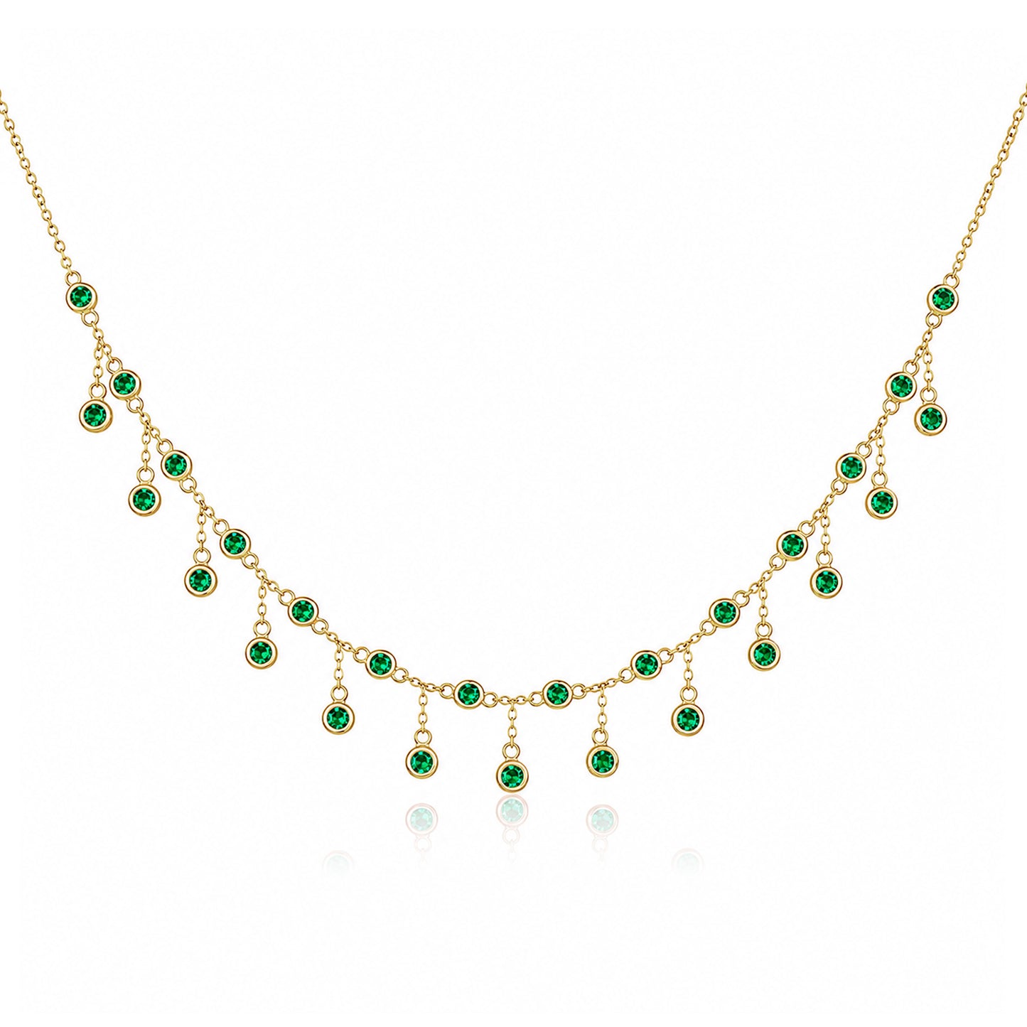 14K Gold Emerald Fringe Necklace