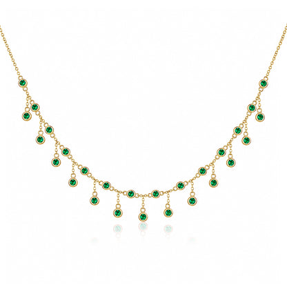 14K Gold Emerald Fringe Necklace