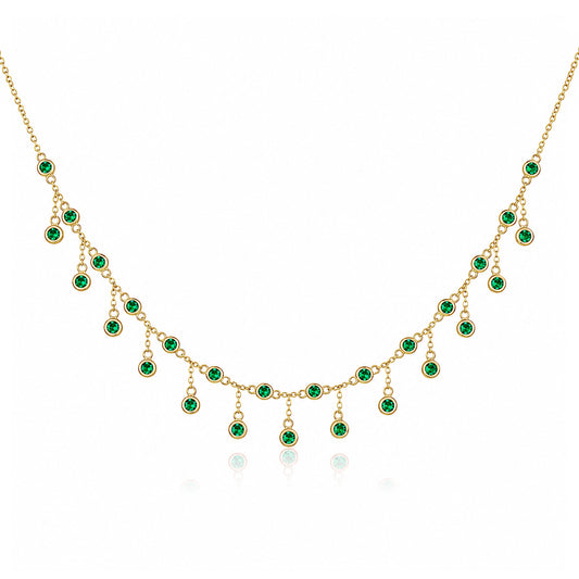 14K Gold Emerald Fringe Necklace