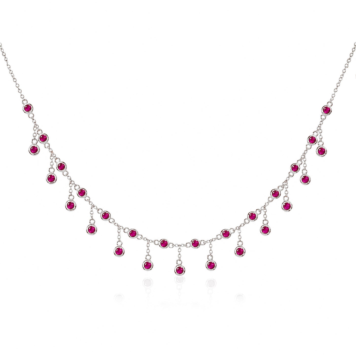 14K Gold Ruby Fringe Necklace