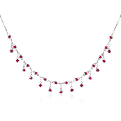 14K Gold Ruby Fringe Necklace