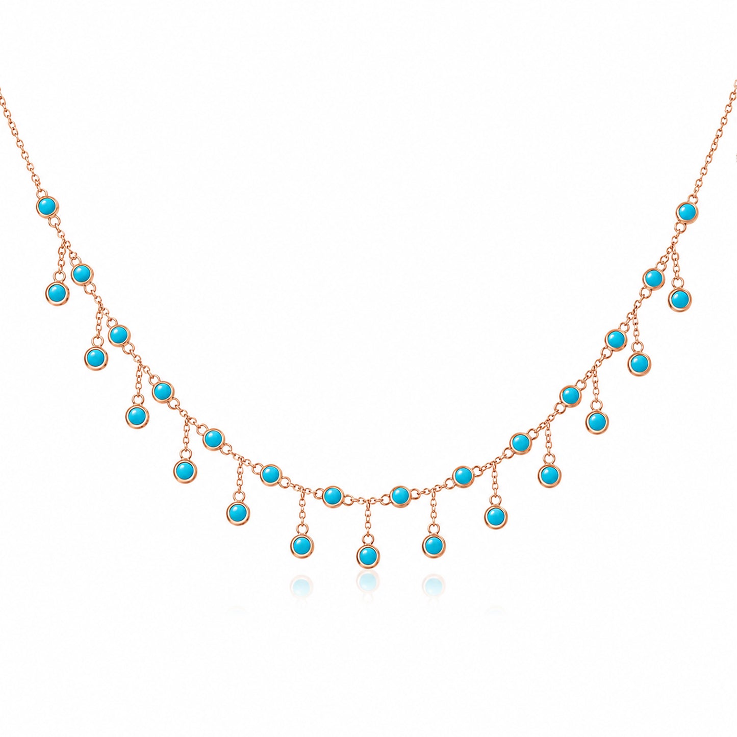 14K Gold Turquoise Fringe Necklace