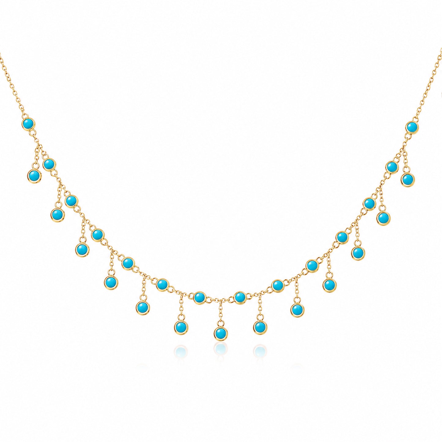 14K Gold Turquoise Fringe Necklace