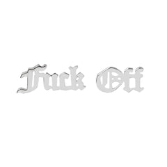 14K Gold Old English Font "Fuck Off" Stud Earrings