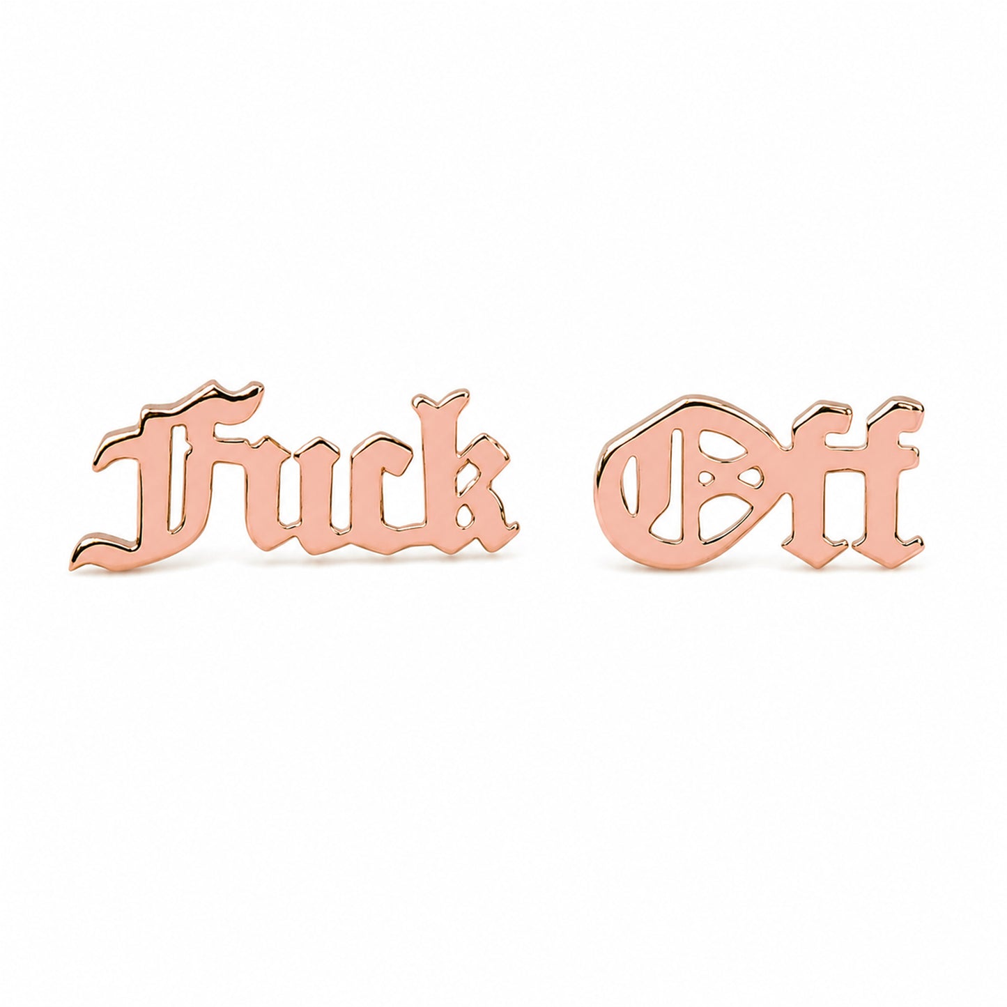 14K Gold Old English Font "Fuck Off" Stud Earrings
