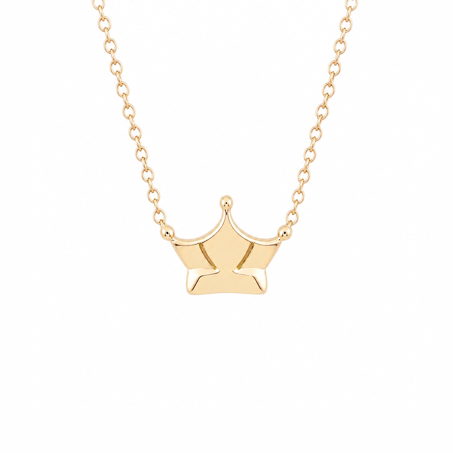14K Gold Crown Necklace
