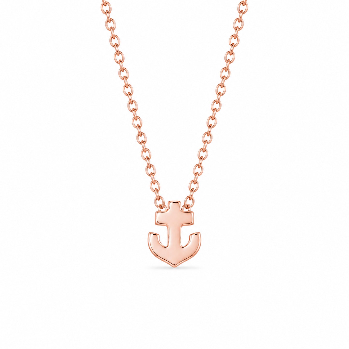 14K Gold Anchor Necklace, XS Size