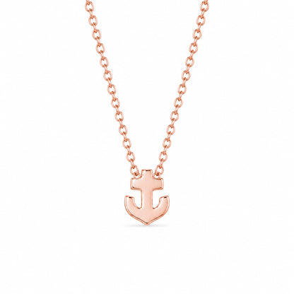 14K Gold Anchor Necklace, XS Size