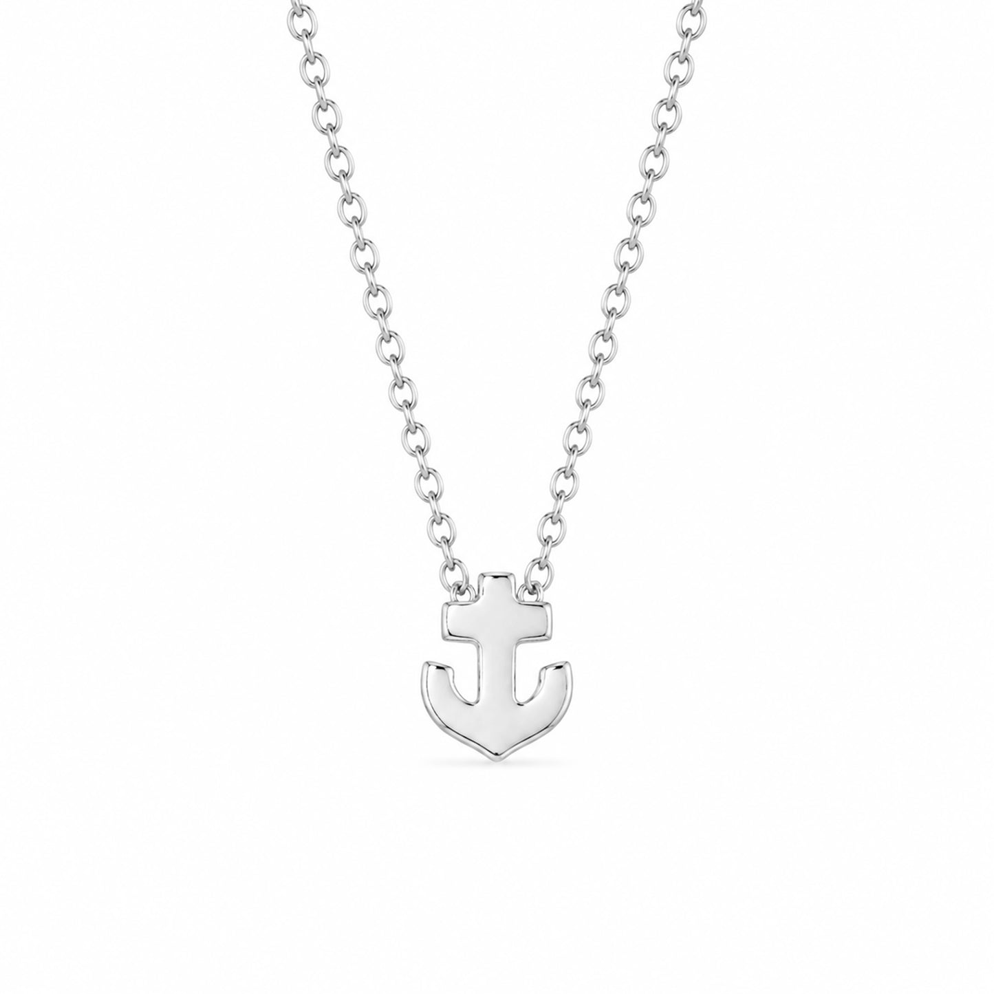 14K Gold Anchor Necklace, XS Size