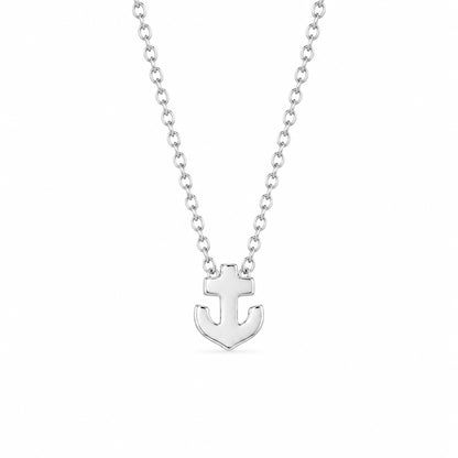 14K Gold Anchor Necklace, XS Size