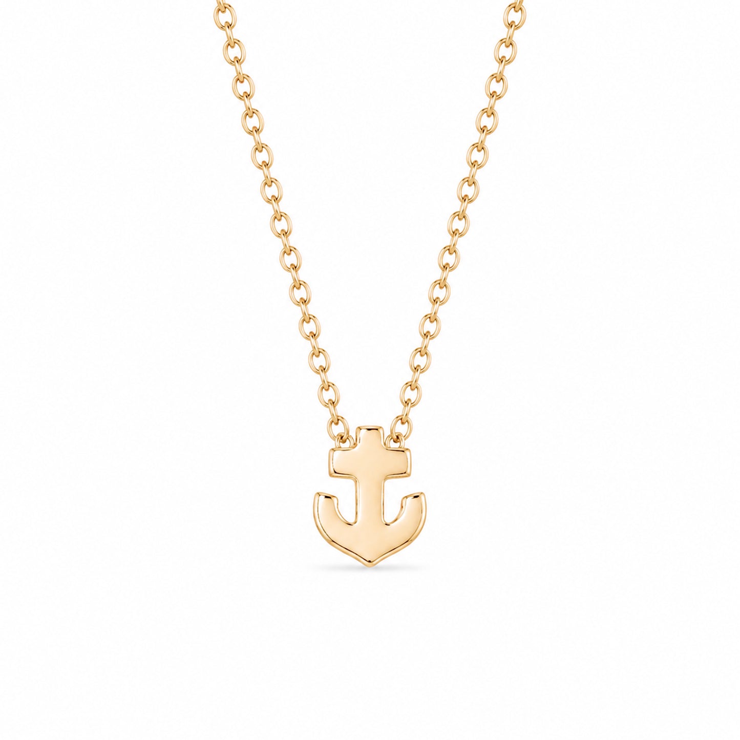 14K Gold Anchor Necklace, XS Size