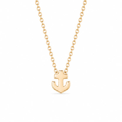 14K Gold Anchor Necklace, XS Size