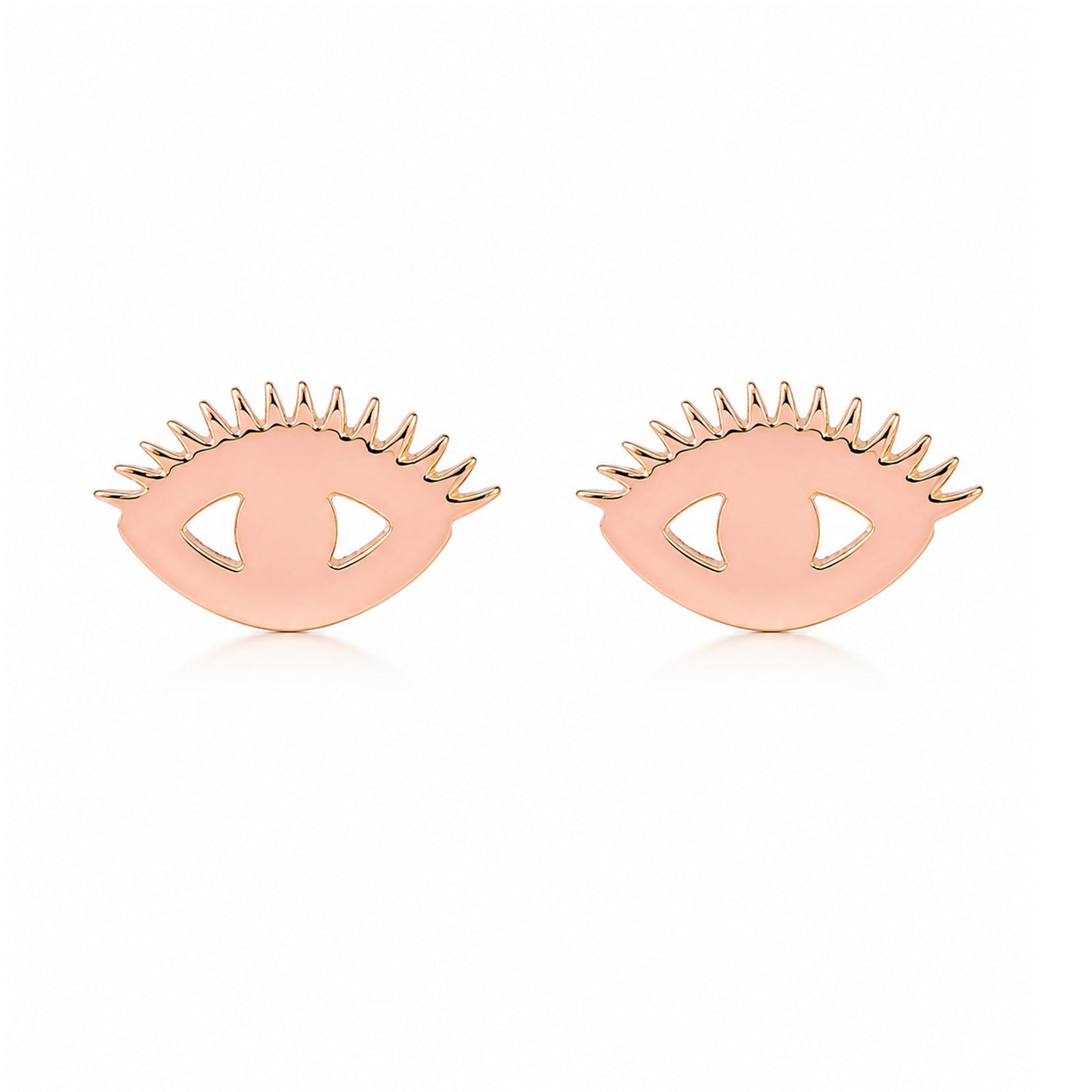 14K Gold Evil Eyelash Stud Earrings